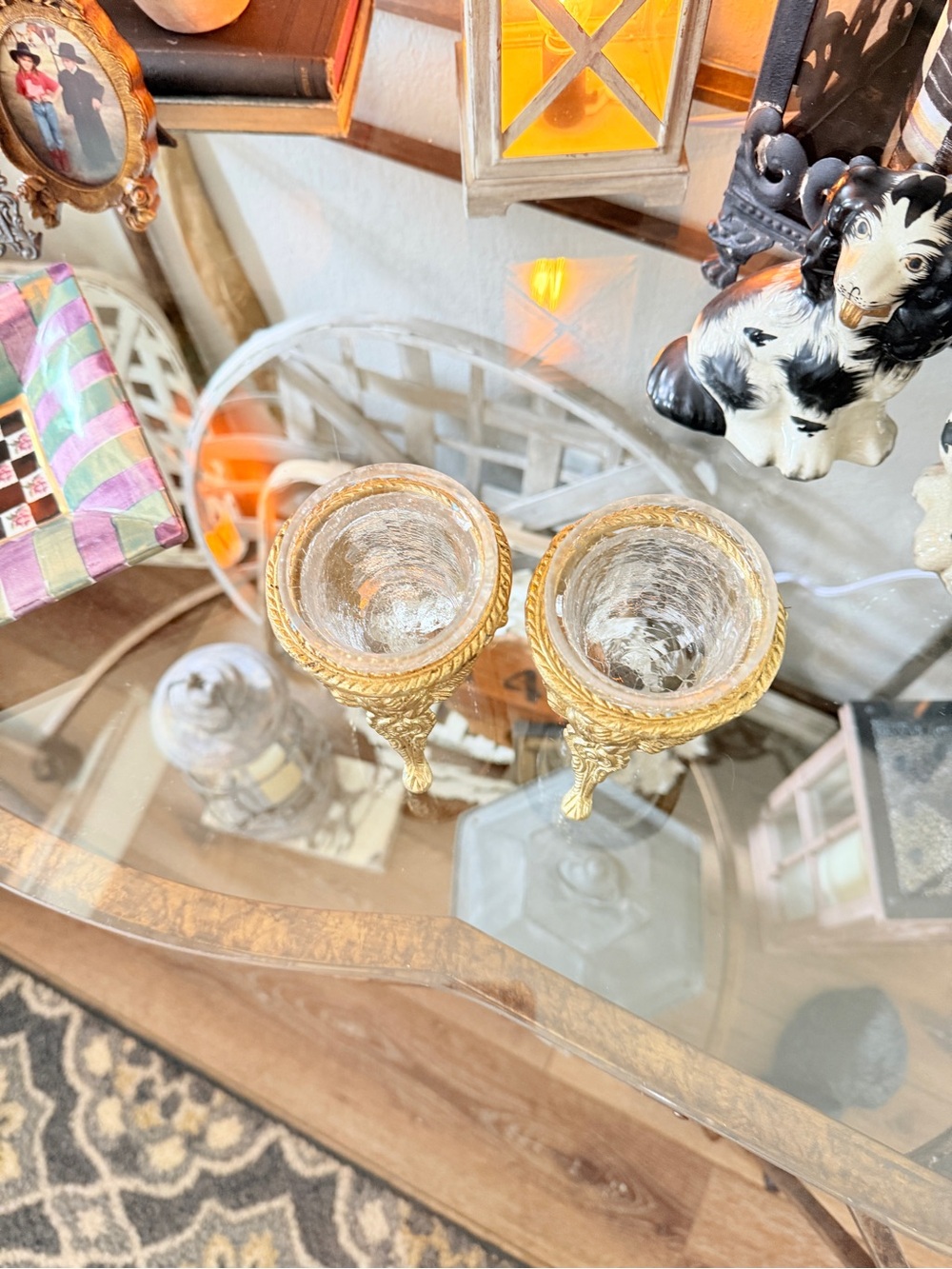 Vintage Brass and Glass Angel Votive Holders - Set of 2 - Picture 5 of 14